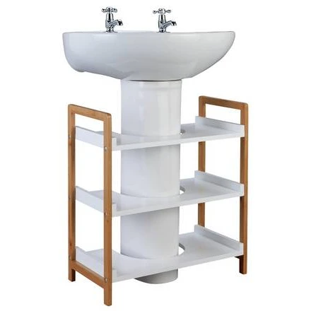 Eco-Friendly High Quality 3 tier Undersink Bamboo Storage Unit Bamboo Shelf