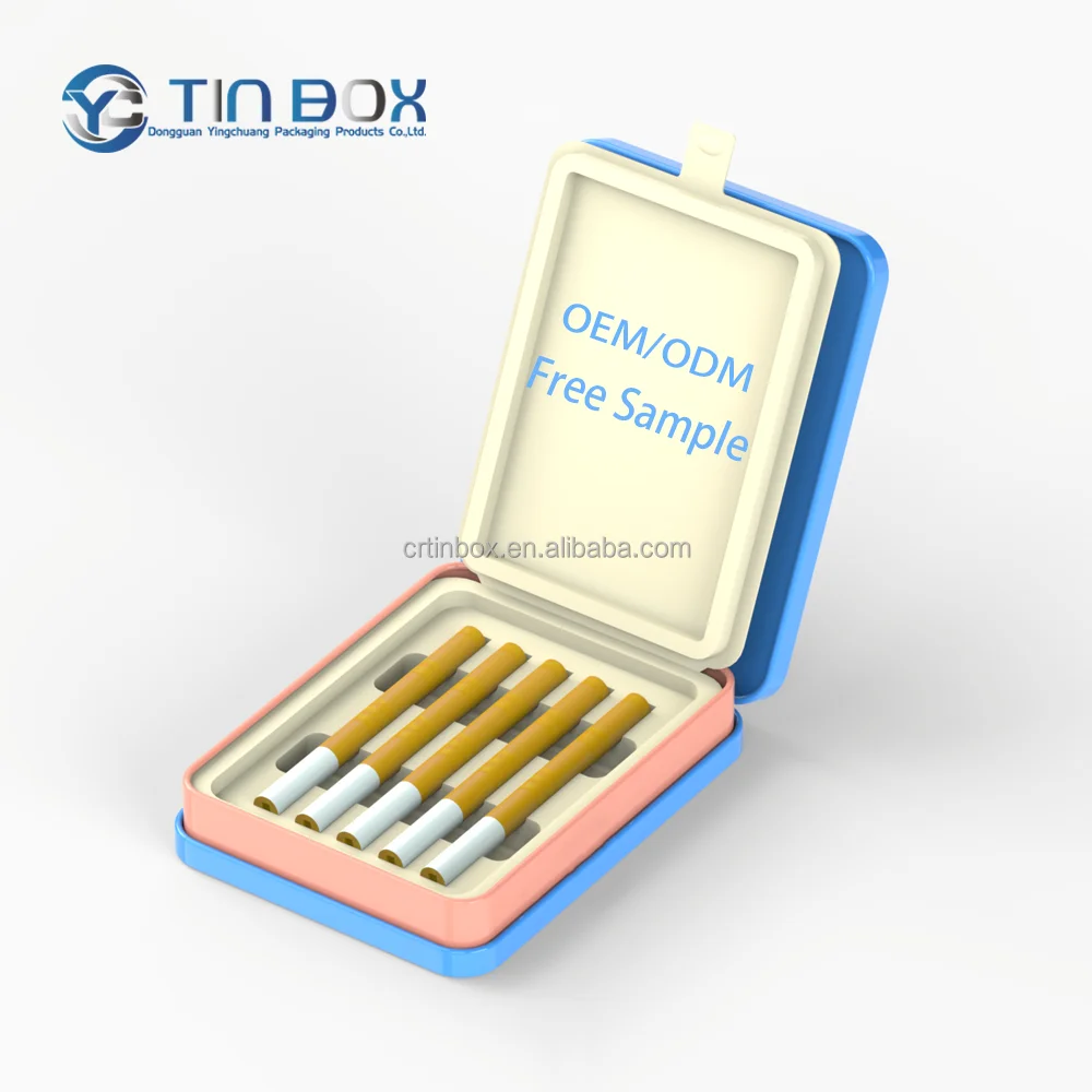 Cr Mini Roll Box Metal Rectangle Tin Box Portable Custom Shaped Tin Can Rolling Pre-Pack Tin Container