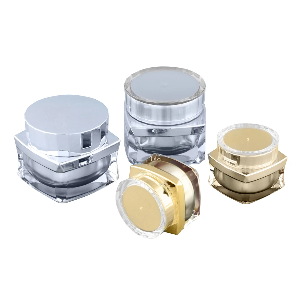 Hengsheng factory wholesale square shaped eco friendly plastic cosmetics containers and packaging acrylic jar with lid 5g 10g