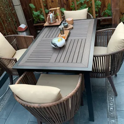 modern luxury fashion furniture outdoor plastic wood dining garden outdoor table for sale