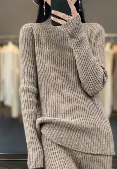 Winter 2023 Plus Size Ladies Laungewear Sweater Wool Cashmere Knit Trousers and Sweater Two Piece Set popular casual