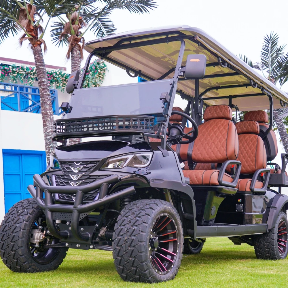 2023 New Energy 6 Seater Customized 7.5KW AC Motor Lithium Ion Battery 30mph Lifted Off Road Electric Golf Carts