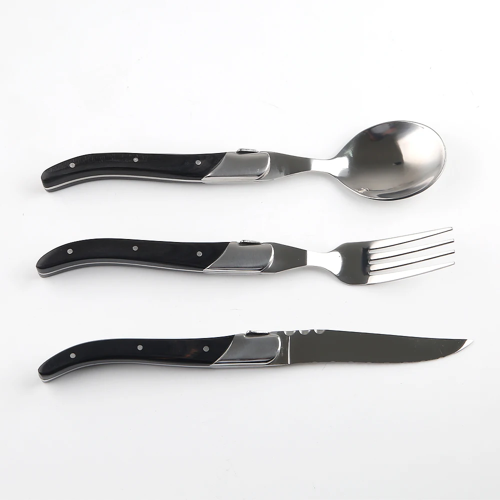 Genuine laguiole steak knives and forks Stainless Steel With Pakkawood Handle dinner cutlery serrated steak knife set