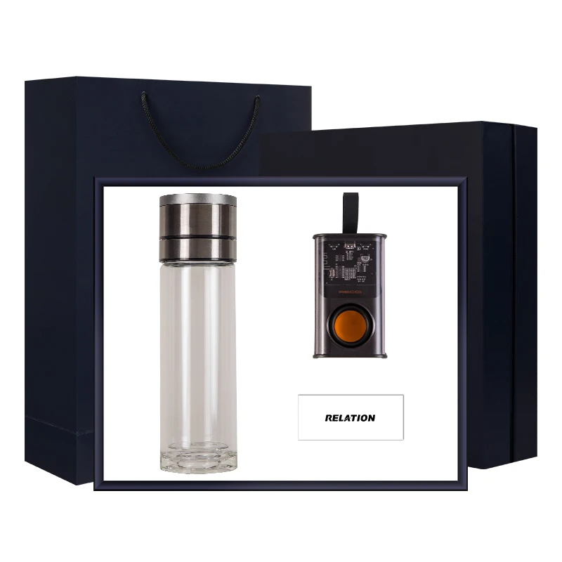 Custom Merchandising Glass flask  speaker 2 Pieces in 1 corporate Business Gift Set Item Promotional Product