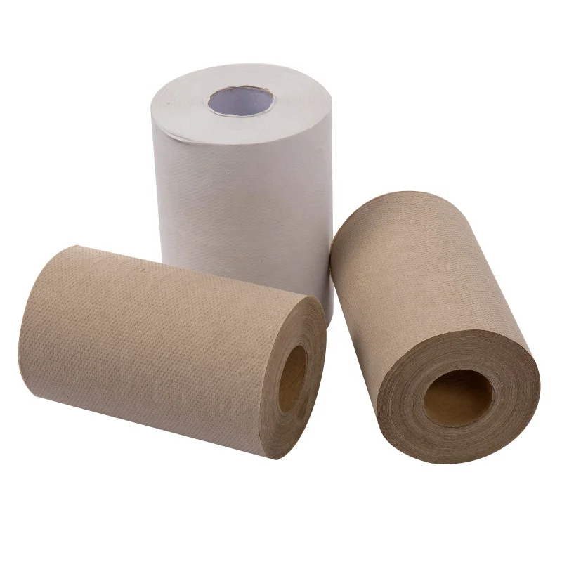 Disposable 1 ply customization Recycled Kraft 600ft washroom hand roll towel