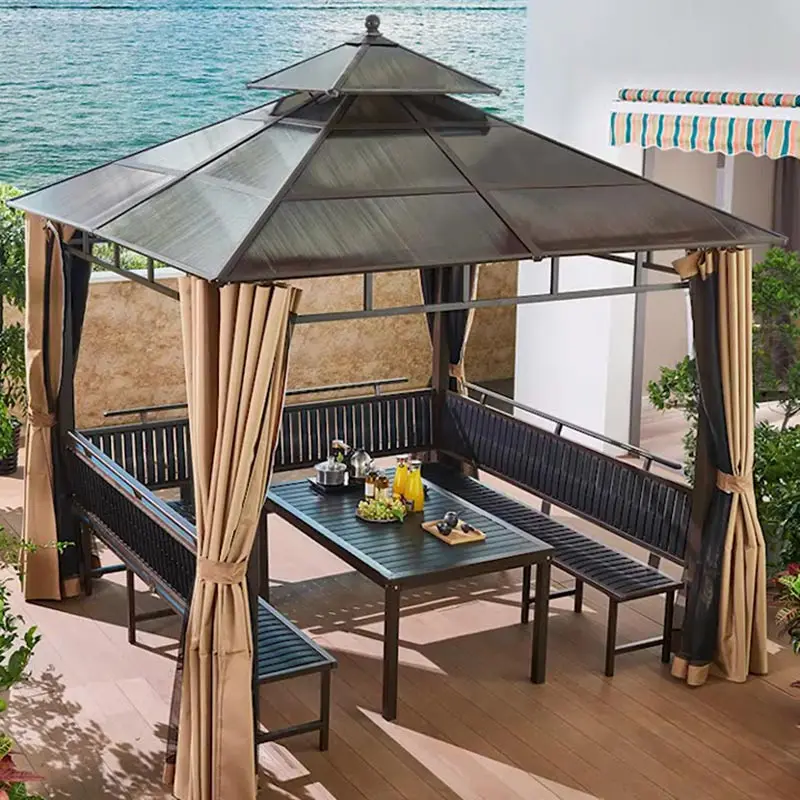 Modern Garden Waterproof roof gazebo sunshade customizable gazebos outdoor aluminum luxury pavilion