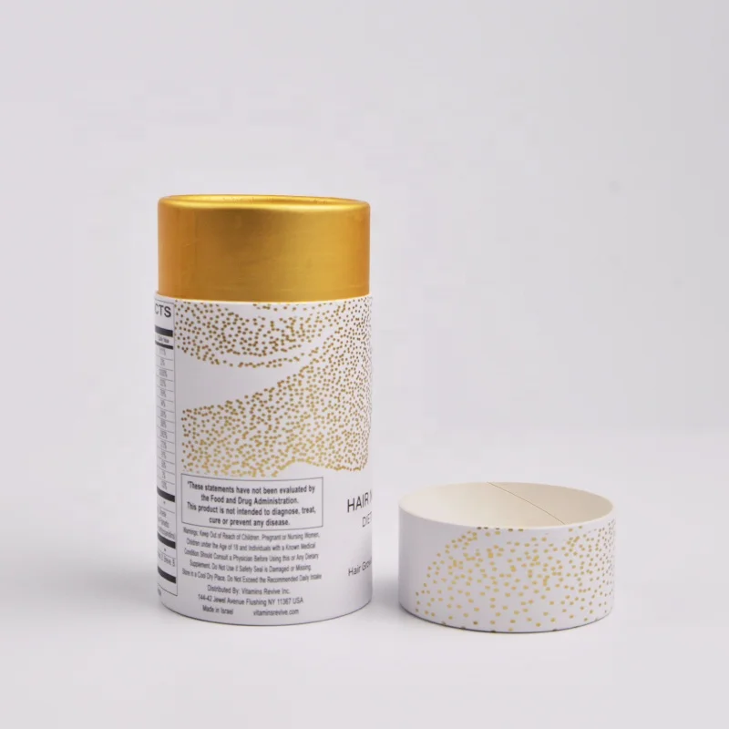 Recyclable custom packaging tube provided hot stamping matte bottle round paper tube box for gift packaging