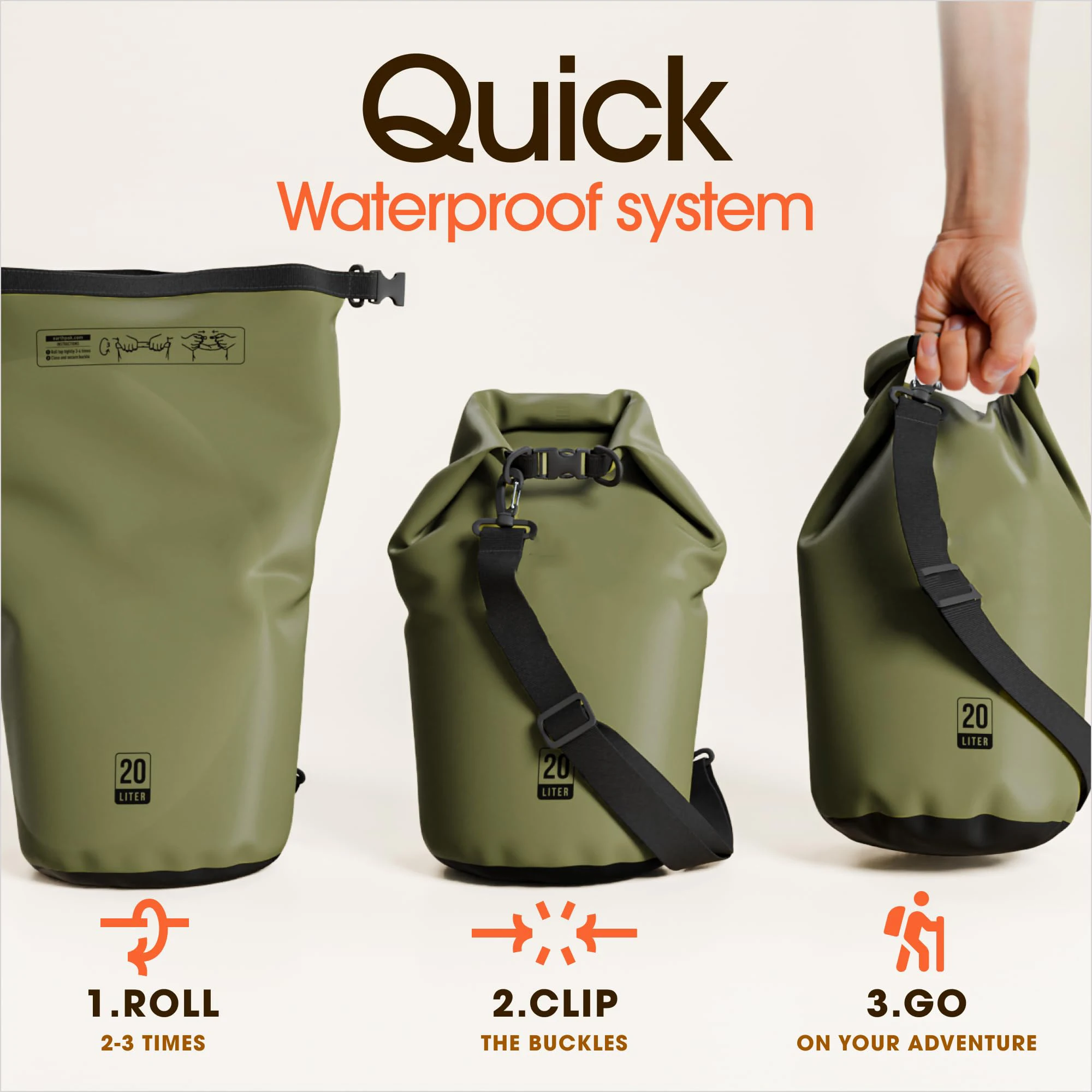 Roll Top Waterproof Backpack Sack Keeps Gear Dry Kayak Waterproof Phone Case Waterproof Dry Bag