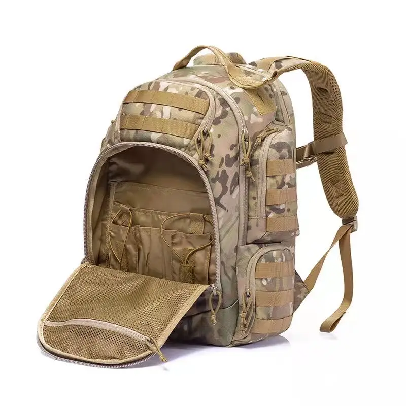 Unisex Camouflage Tactical  Hiking Backpack Large Capacity Zipper Closure Vintage Style Bag  High Quality Polyester Lining Day