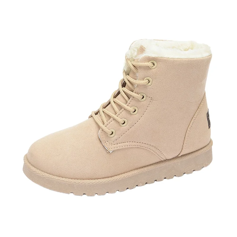 Moyo Dropshipping  Fashion Winter Cotton Shoes  Super Light Flock Leather Ladies Sports Martens Boots   Women  Fluffy Snow Boots