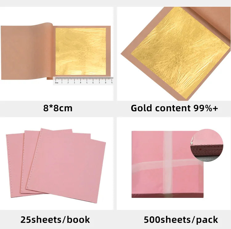 Best Selling High Quality 24K Real Gold Sheet Leaf 24 karat Genuine Gold Leaf  Foil For Art Home Furniture Decoration
