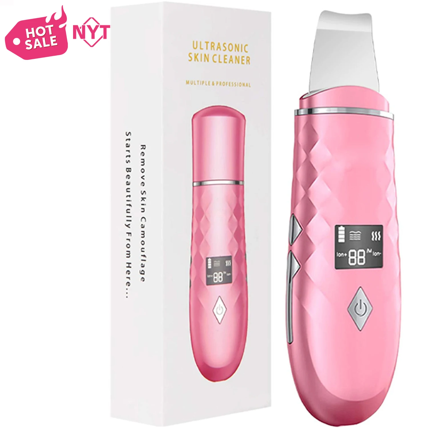 Led Display Wireless Ion Sonic Deep Cleansing Pore Cleaner Comedo Blackhead Remover Face Scraper Spatula Skin Facial Scrubber