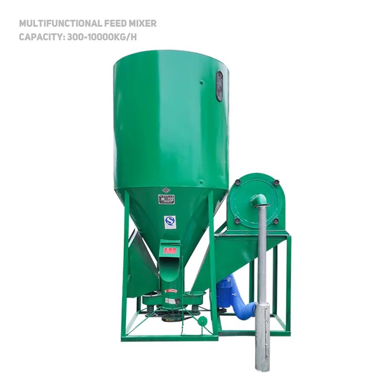1000-2000kg/h Vertical Mixer Feed Hammer Mills Fodder Grinder Wheat Cob Soybean Grinding And Mixing Machine