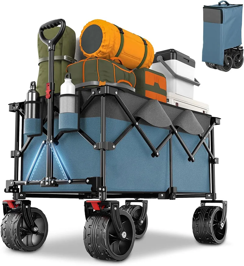 High Capacity Customized Foldable Utility Wagon Cart Easy Walk Garden Tools Trolley for Outdoor Camping Shopping and Storage