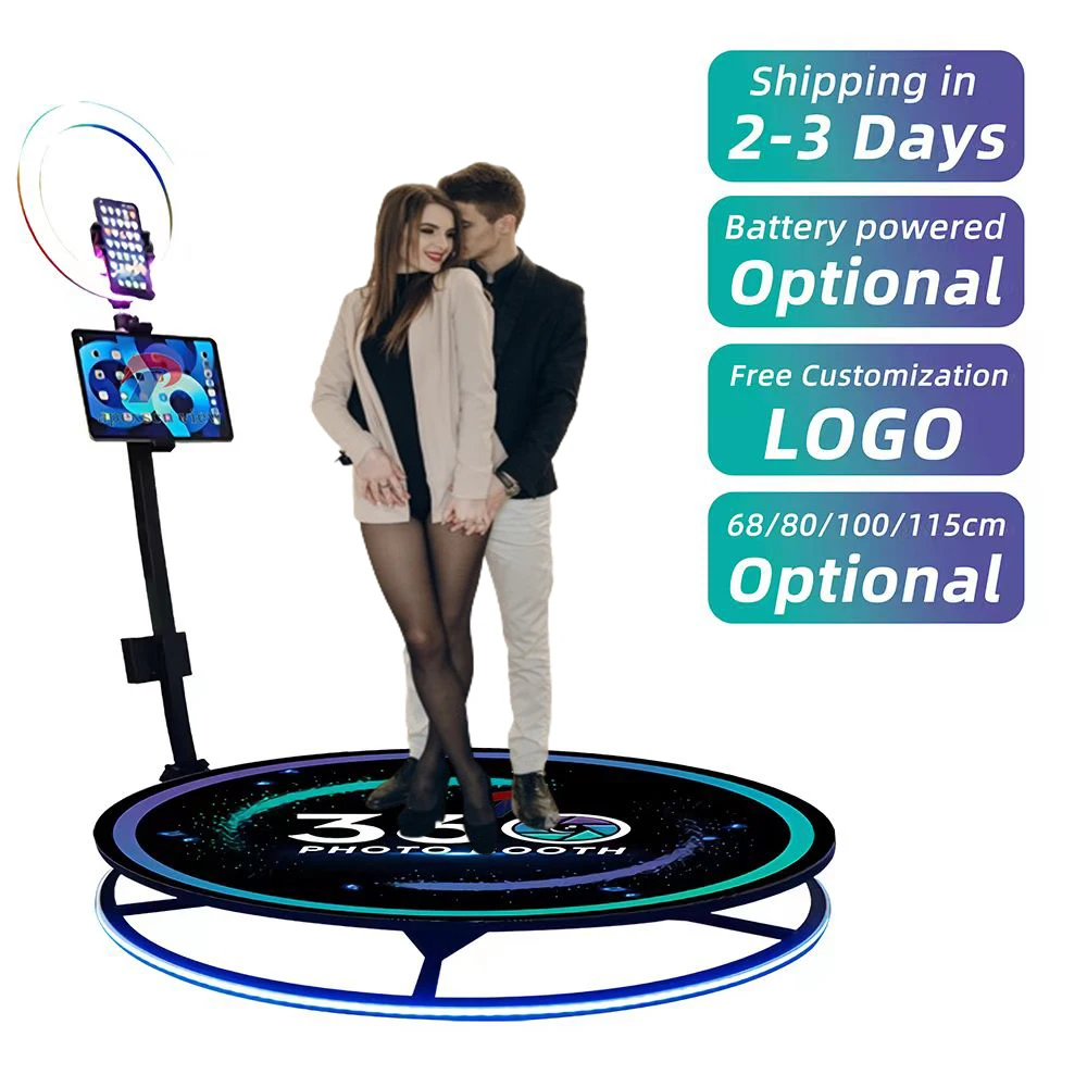 Spin Degree 100Cm 369 3D Ring Light Selfie Wedding Portable Video Camera 360 Photo Booth with rgb light