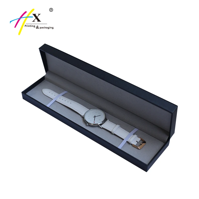 New Product Customized Gray Velvet Lining Set Jewelry Boxes Luxury White Stitching Black Watch Packaging Box With Unique Logo