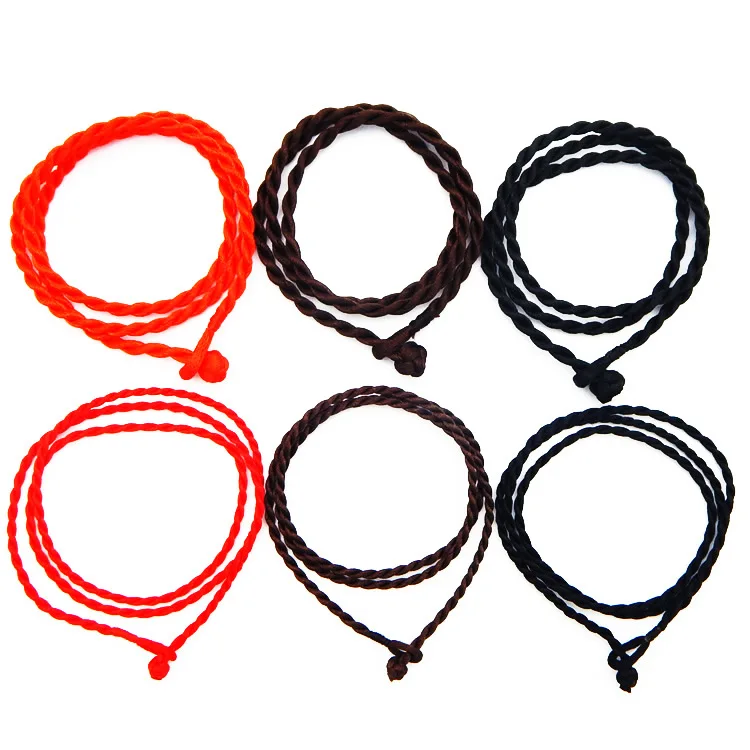 100pcs 2/3mm Black Red Coffee 45cm Silk Cord Twist Thread Necklace Fit European Charms Beads Pendant Jewelry Accessories
