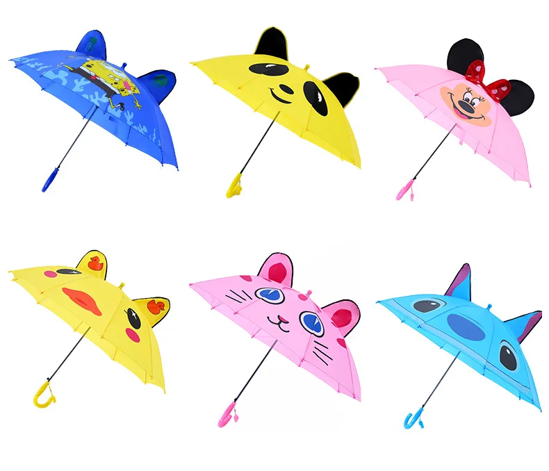 CHUVABAND Design Cartoon 3D Animal Child Automatic Umbrella Rainproof Sun Rainy Long Handle Boy Girl Kid Tools Whistle Umbrella