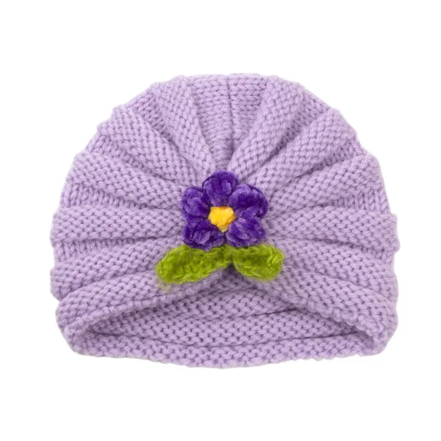 Winter Warm Baby Hat For Girls Crochet Knitted Flower Turban Hats Newborn Beanie Caps