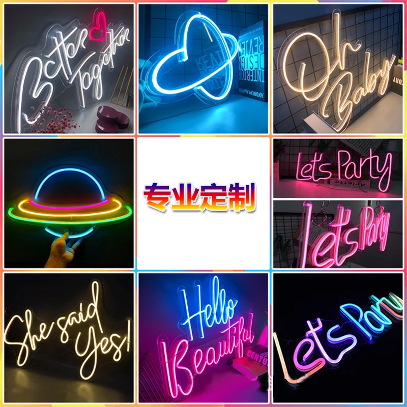 LED advertising neon signs happy Birthday LED Neon light for home wedding decoration
