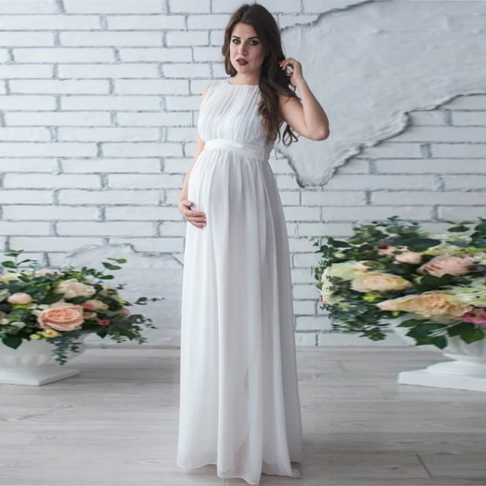 
Sleeveless stitching maternity trailing long plus size four colors pregnant women dress 