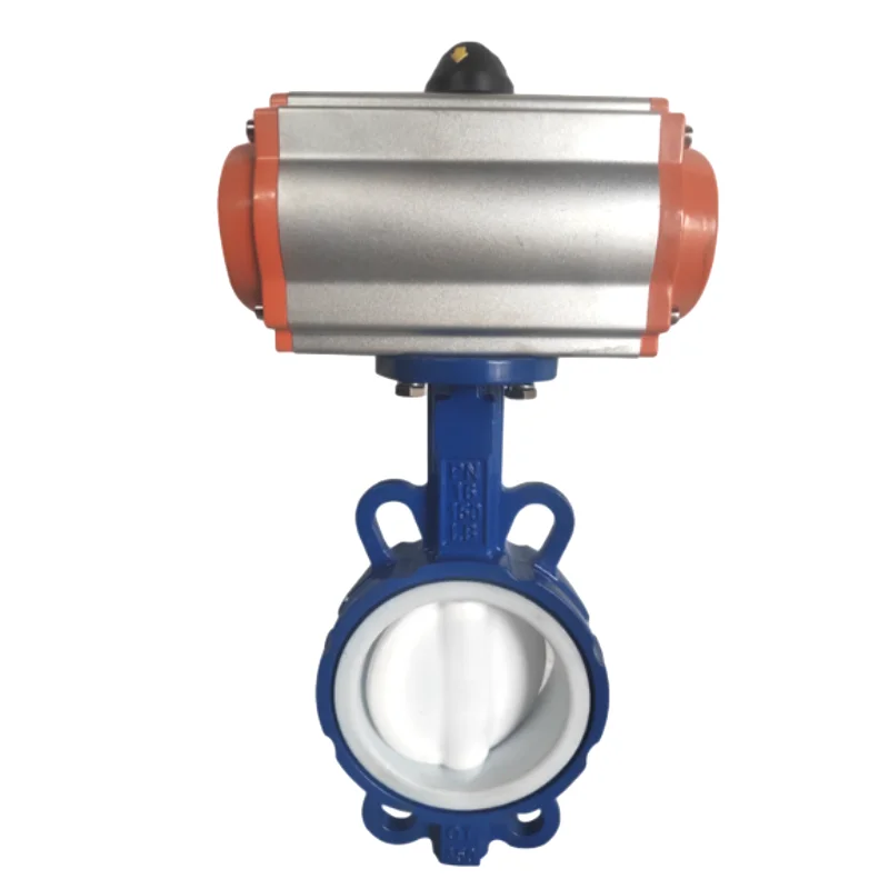 Pneumatic Butterfly Valve Ptfe Lined Butterfly Valve D671F-16Q Wafer Type Butterfly Valve Dn50 150 300