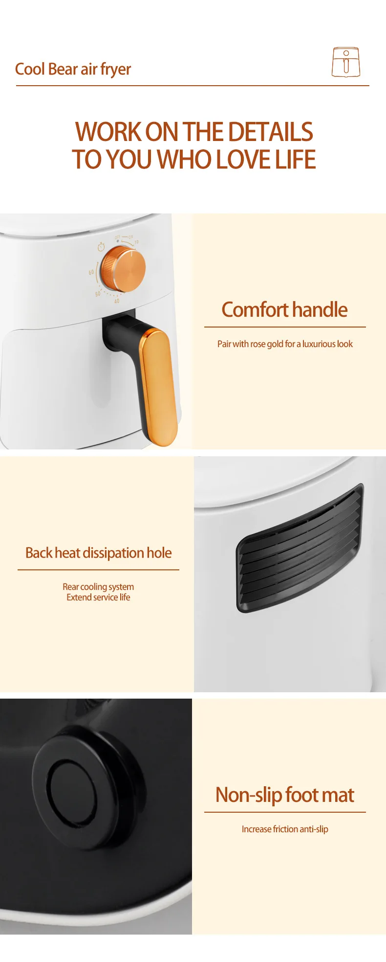 Hot Air Fryer 4L 1100W Electric Air Fryer Multi-functional Cookware Household Electric Air Fryer