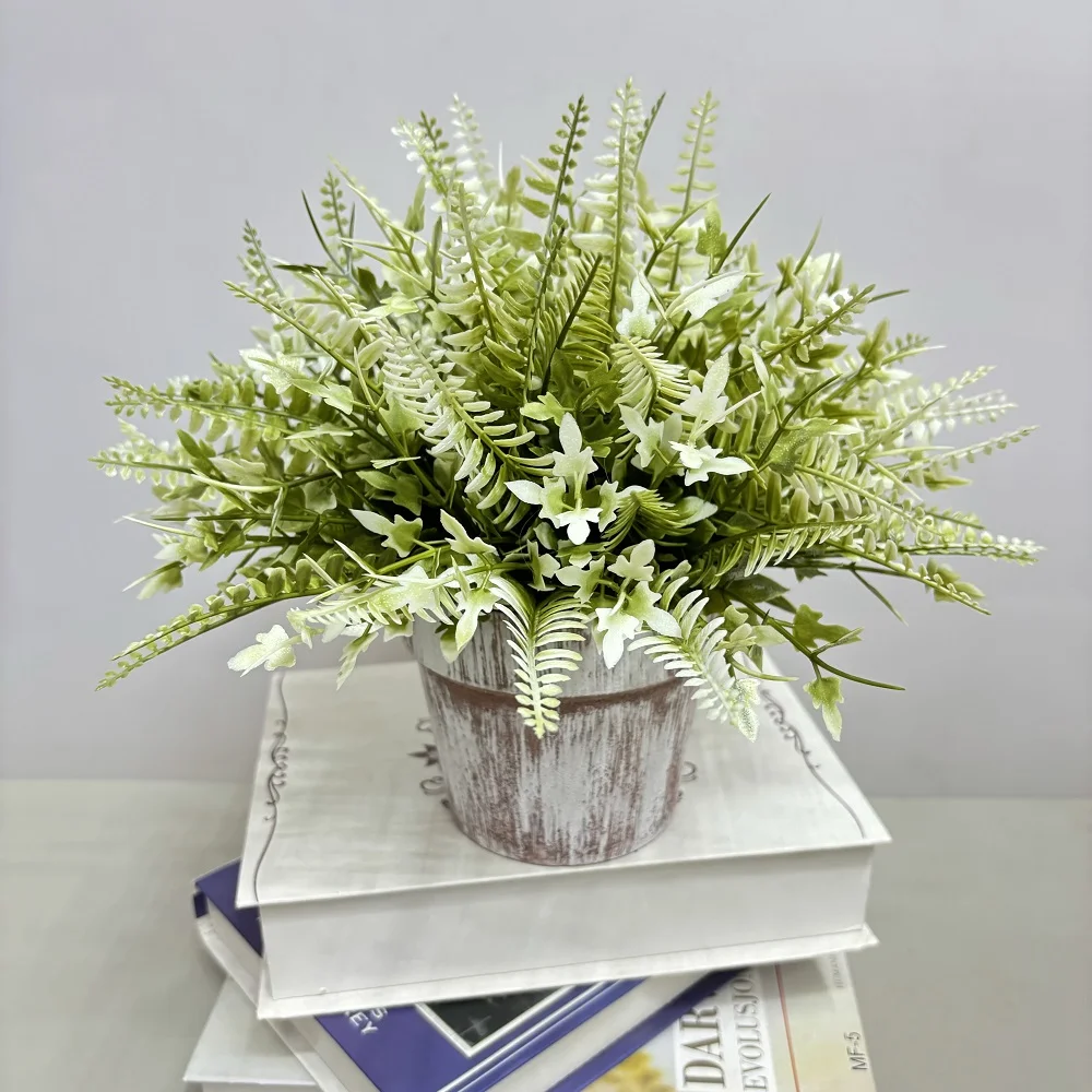 Nordic Unique Eco-friendly Bonsai Flowerpot Cabbage Leaves Planter Powder Coating Home Desktop Decorative Artificial Flowers