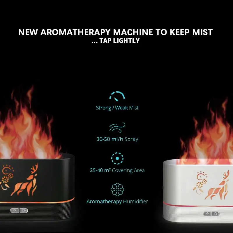 Factory new product portable cold fog mini humidifiers LED lamp home flame aroma diffuser ultrasonic essential oil diffuser