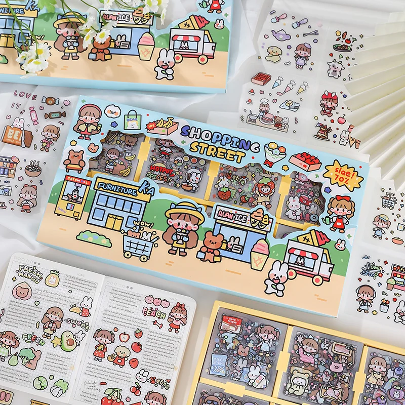 200pcs/1lot Kawaii Scrapbook Sticker Soft Super Market Scrapbooking Supplies Planner Decorative Craft Stationery Sticker