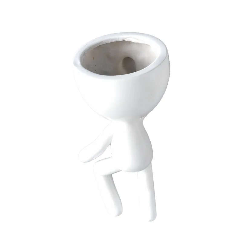 Resin Plant Pot Human Shaped Succulent Planter Container Wall/desktop Decoration