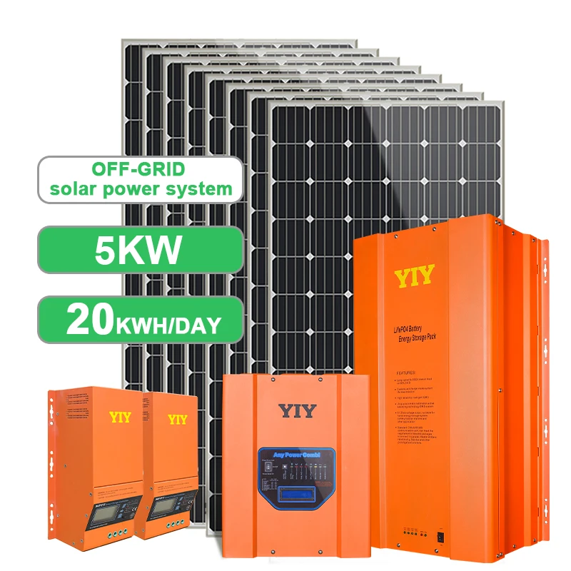 Off Grid Solar Power Systems Price 5000watt 5kw 10kw 20kw Solar Generator Home Energy System with 51.2V 200AH LiFePO4 Battery