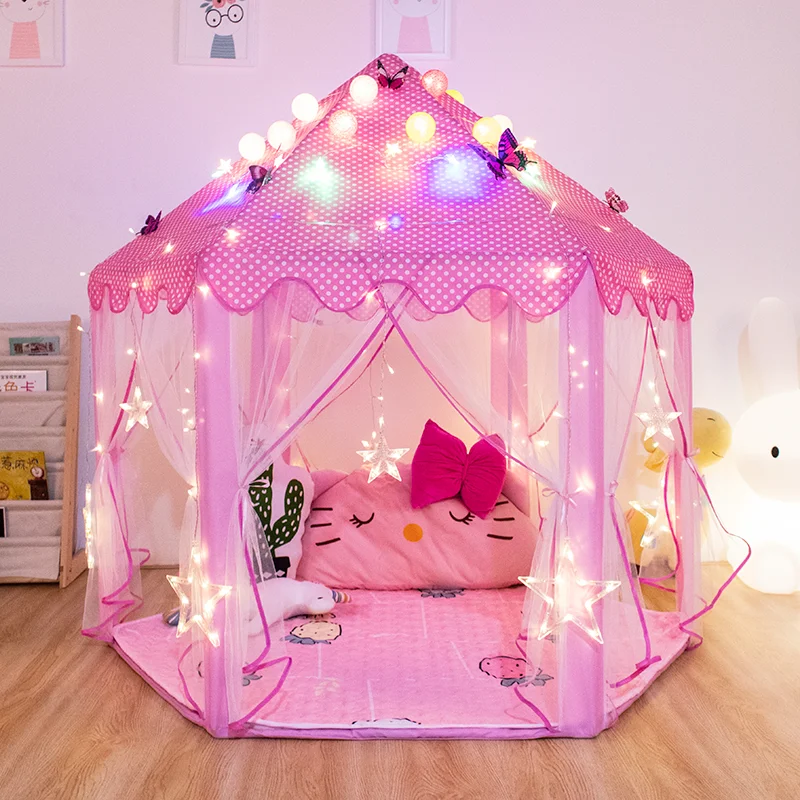 Hot selling Wholesale Big Pink Blue Green Hexagon Children Castle Kids Igloo Play Tent