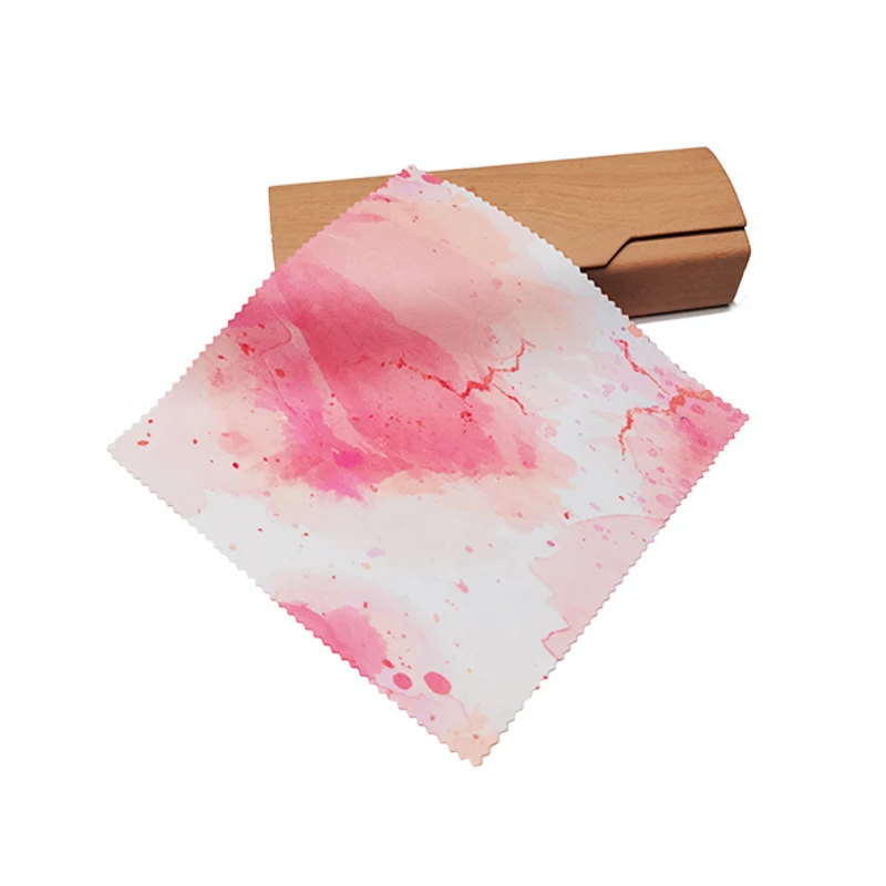 Custom Heat Transfer Printed Soft Microfiber Glasses Cleaning Cloth Sunglasses Wiping Cloth with Zigzag Edge