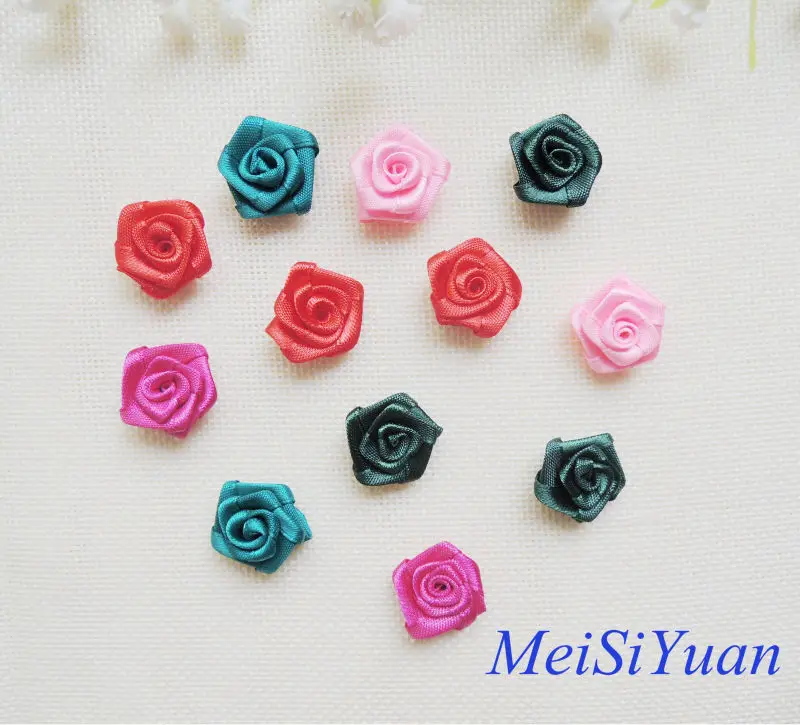 Wholesale Satin Ribbon Flowers Underwear Mini Satin Rose Flower Decoration Satin Ribbon Rose Flowers