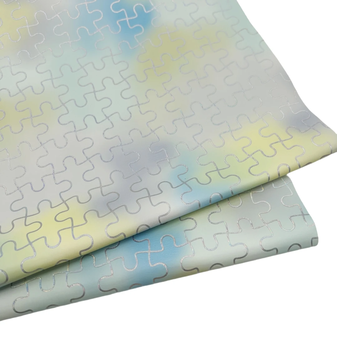 Puzzle PU leather, dreamy girl colorful phantom lines for student school bag pencil case shoes