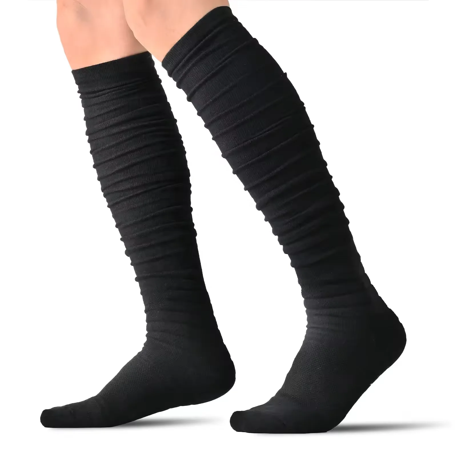 Custom Youth Professional Sports Compression Rugby Socks Men Padded Extra Long Football Scrunch Socks