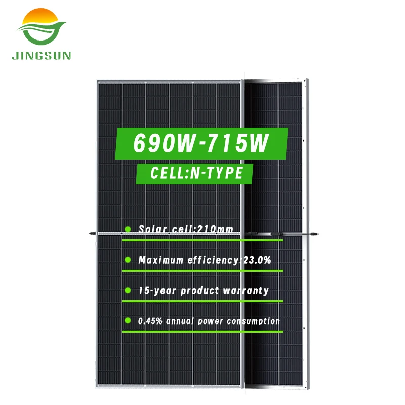 Jingsun High power Mono N-type 210mm 690w 715w 700w 705w 710w  Solar panels for home energy storage