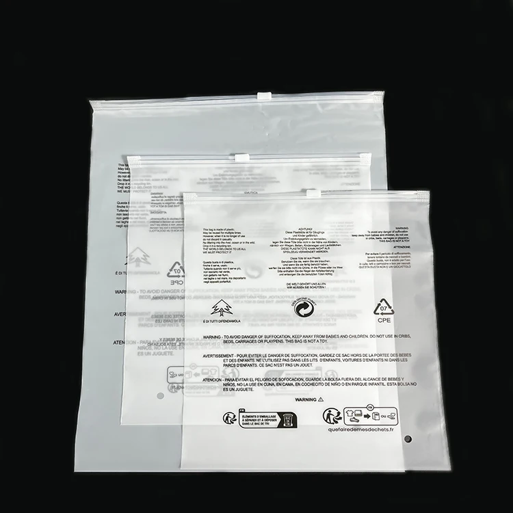 Warning In Stock Custom Clothing Bag Manufacturer Frosted Plastic Packaging Zipper Clothes polybags for clothing