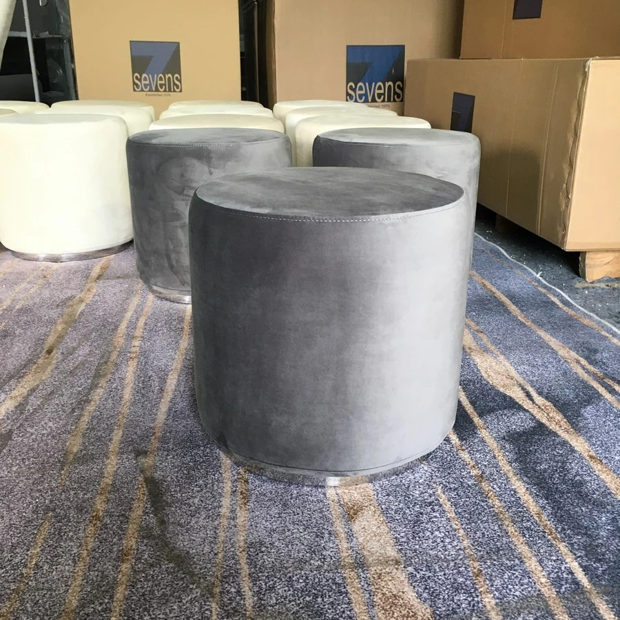 round velvet foot stool