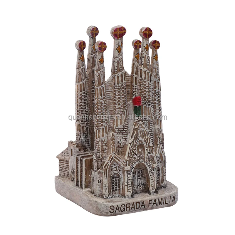 wholesale diy miniature house spain souvenir espana Gaudi Barcelona church statues