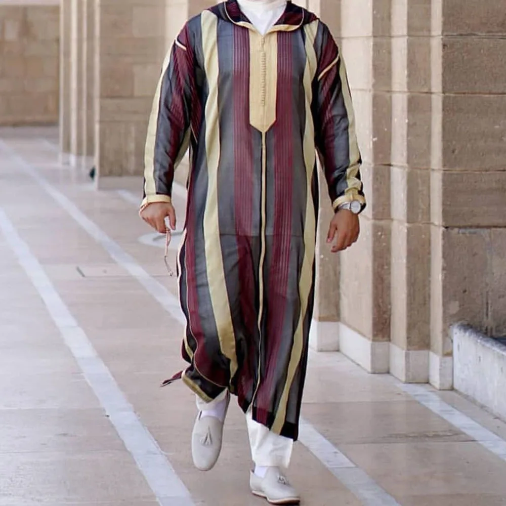 M-4XL New African Ethnic Style Men Hoodie Ramadan Robe Kaftan Abaya Dubai Turkey Islamic Clothing Male Casual Loose Robe