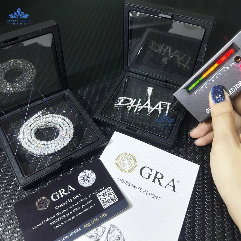 Customizable 925 Silver VVS D Moissanite Diamond Letter Necklace for Men Trendy Hip Hop Pendant Rhodium Plating Wedding Gift