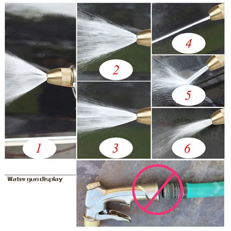 Metal Water Gun High Pressure Hand Spray Gun with Brass Connector Adjustable Pattern for Garden, Car Washing