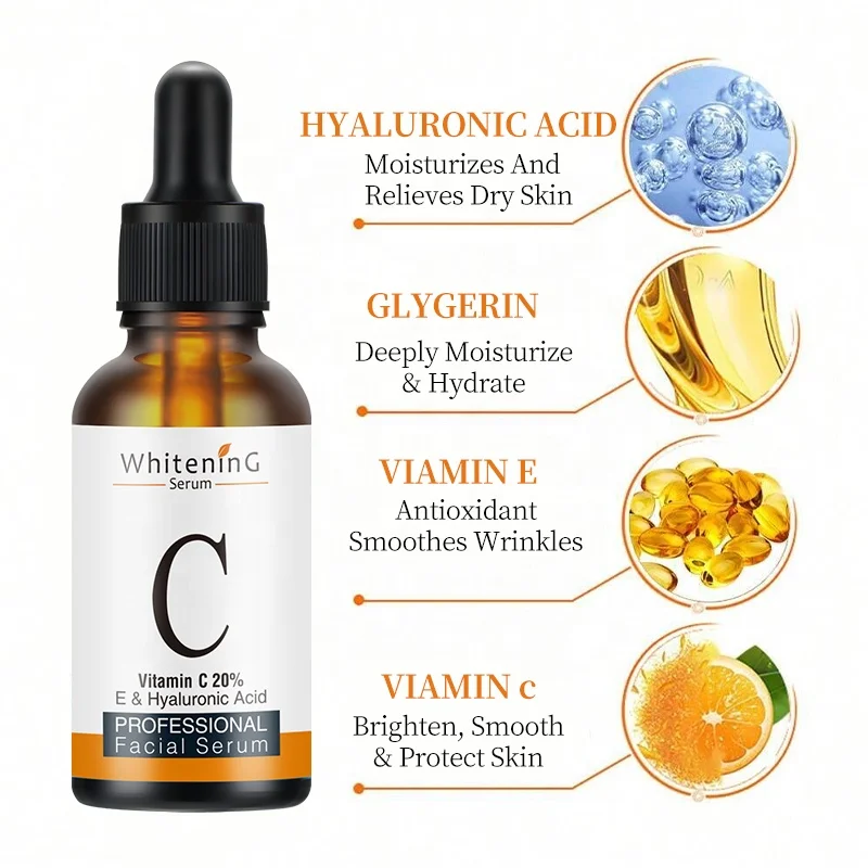 Vitamin C Serum Face Anti Aging Serum Hyaluronic Acid Organic Aloe Vera And Jojoba Oil Hydrating Bright