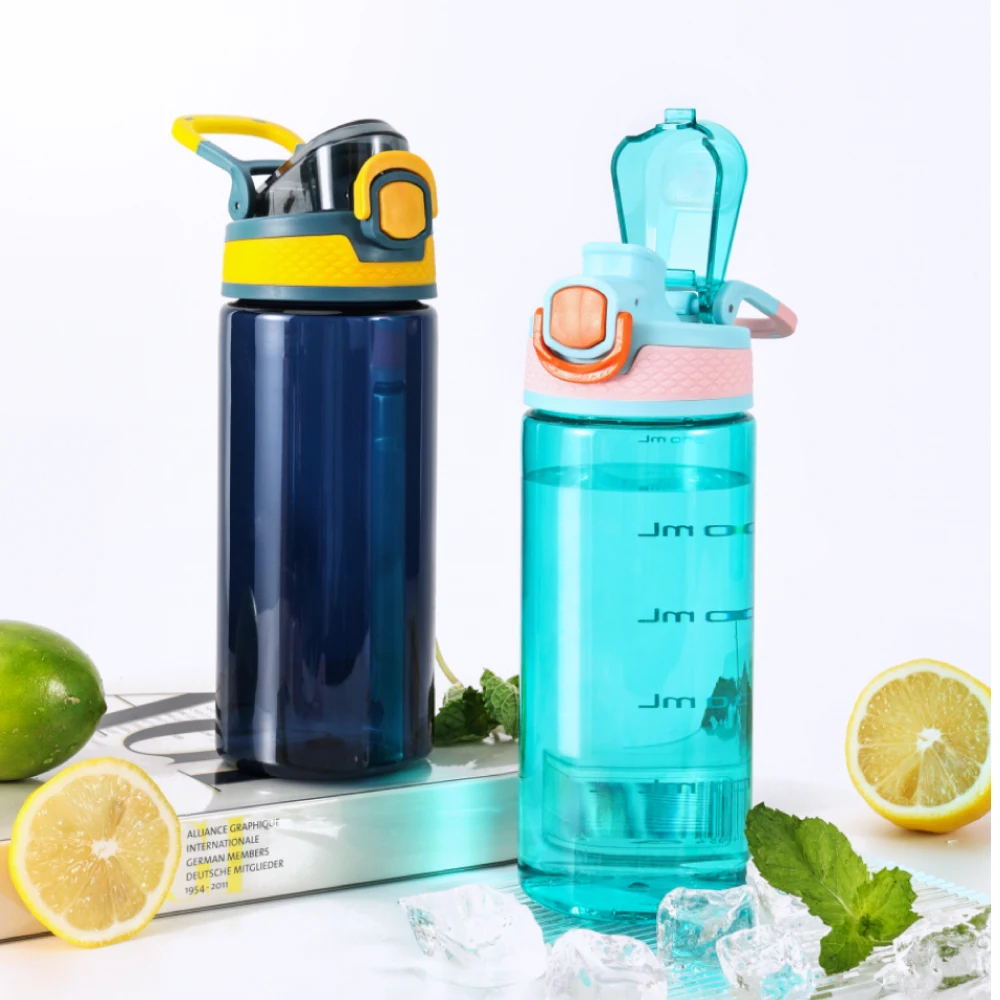 Eco Friendly 500ml 600ml 700ml Sport Plastic Water Bottles with Straw
