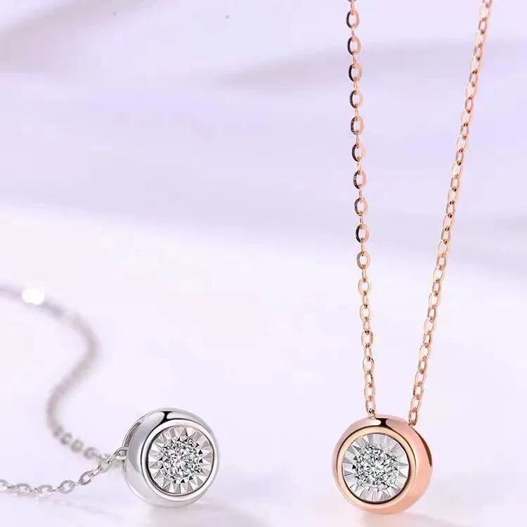 minimalist solid gold jewelry wholesale initial necklace 18k diamond pendant necklace