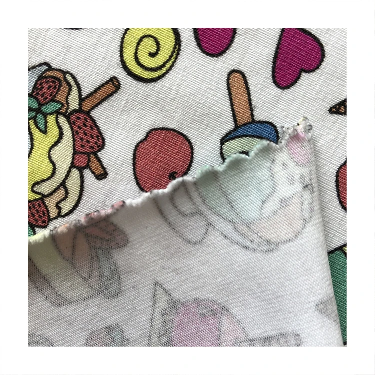 
Low MOQ Cartoon Spandex Plain Knitted Fabrics Digital Custom Printing Cotton lycra Fabric For Clothing 