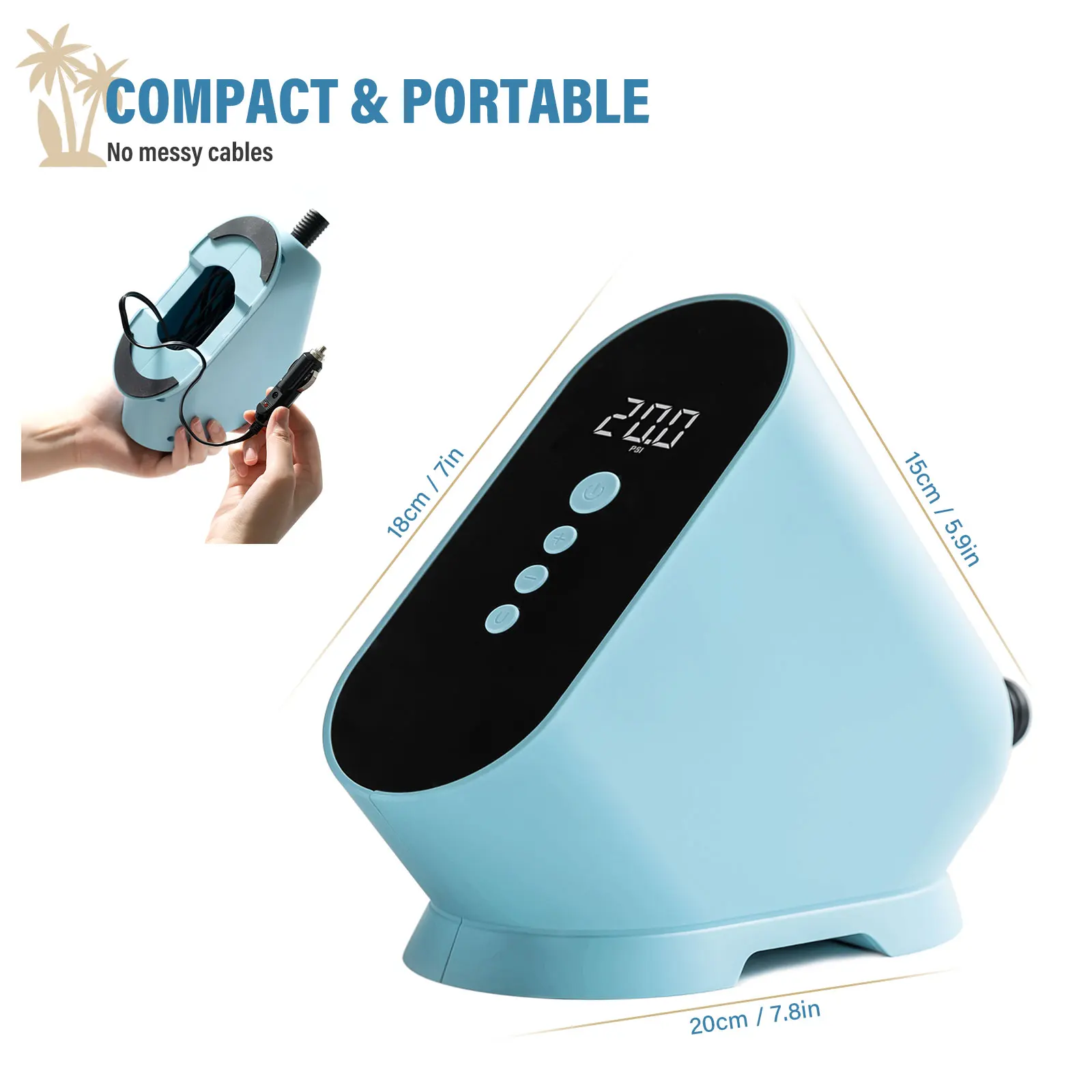 Inflatable Sup Paddle Pump Paddle Board Electric Pump with Car Cigarette Lighter