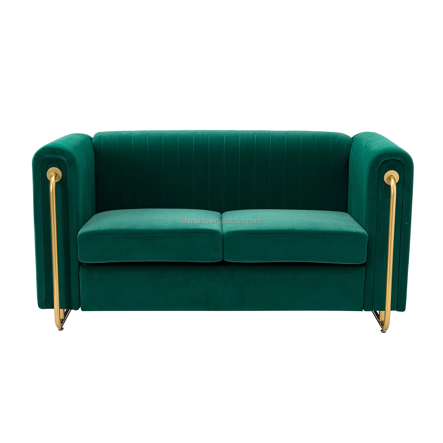 Hot selling Living Room Furniture Modern Lounge Loveseat Luxury 2 Seater Green Velvet Sofas
